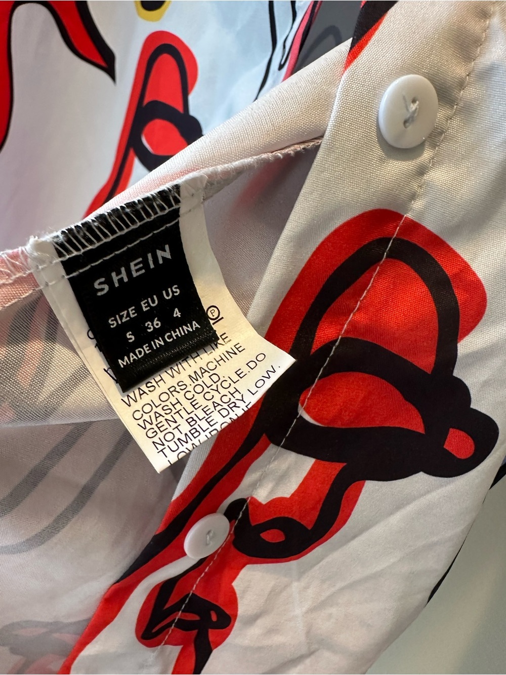 SHEIN Size S White Button-Up Shirt with Colorful Bold Abstract Print - Picture 4 of 6